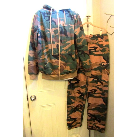Boulder Creek Camouflage Hoodie Jacket Cargo Sweatpants Thermal Lined Hunting L - Picture 2 of 14